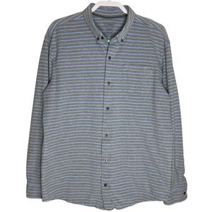 LL Bean Mens XL Button Down Shirt Oxford Pique Stretch Striped Slightly Fitted